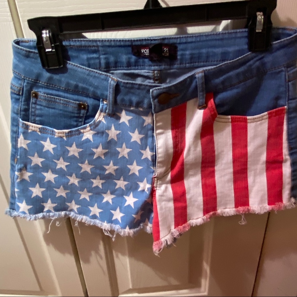 Forever 21 American Flag Jean Shorts